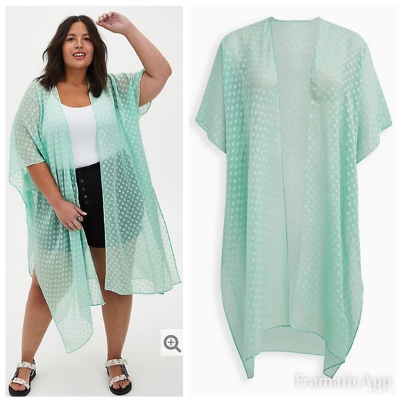 torrid Tops - NWT TORRID Mint Clip Dot Shark Bite Kimono